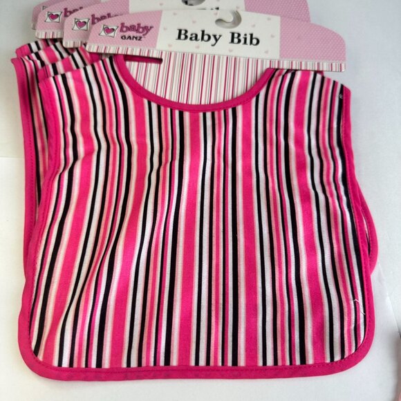 Baby Ganz 4-Pack Pink Zebra & Stripe Cotton Baby Bibs - Picture 2 of 3